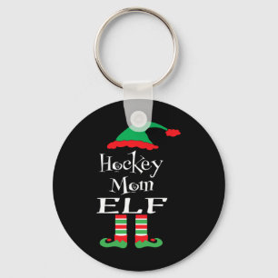 Fun Hockey Mom Elf Xmas Family Match Women Men Te Keychain