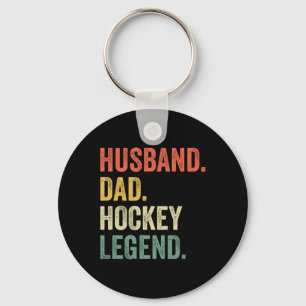 Fun Hockey Player Husband Dad Hockey Legend Vintag Keychain