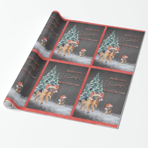 Fun Holiday German Shepherds with  Santa Hats Wrapping Paper