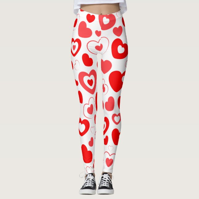 Fun Holiday Heart Design Leggings (Front)