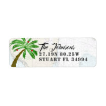 Fun Holiday Palm Tree Latitude Longitude Nautical Label