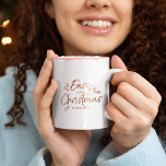 Fun Holiday Quote Song Lyrics Pun Christmas Humor Two-Tone Coffee Mug<br><div class="desc">Celebrate this holiday season with style and fun with this "Easy like Christmas morning" mug in a trendy faux bronze calligraphy script design. The humorous quote will make everyone smile and sing along this holiday. Please find matching items in our "Fun Christmas Calligraphy Quotes" collection.</div>