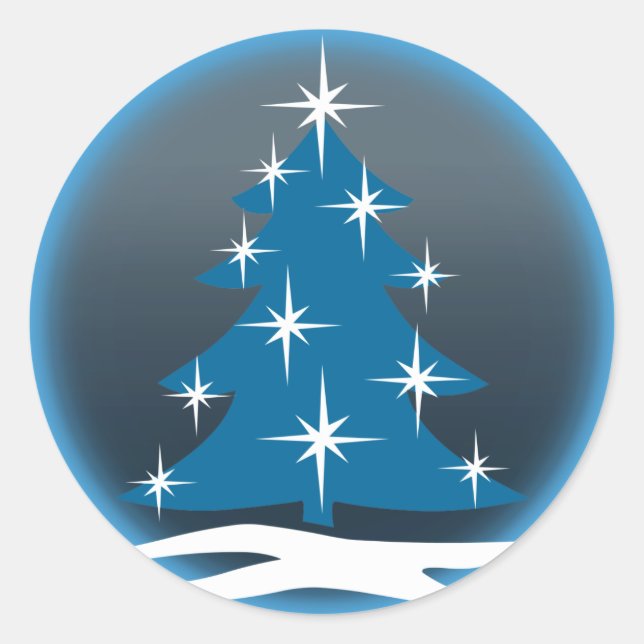 Fun Holiday Stickers Blue Christmas Tree  Stickers (Front)