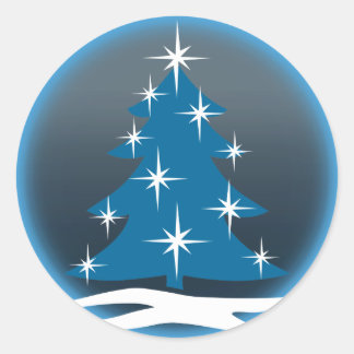 Fun Holiday Stickers Blue Christmas Tree  Stickers