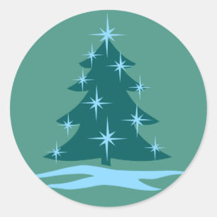 Fun Holiday Stickers Blue Christmas Tree Stickers