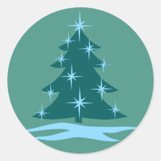 Fun Holiday Stickers Blue Christmas Tree  Stickers
