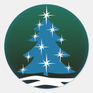 Fun Holiday Stickers Blue Christmas Tree  Stickers