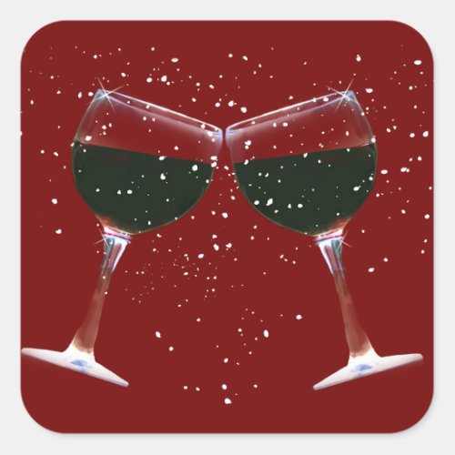 Fun Holiday Wine Toasting Glasses Stickers