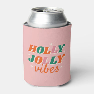 Fun Holly Jolly Vibes Christmas Design Can Cooler