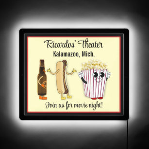 Fun Home Movie Theater LED Sign Food Characters