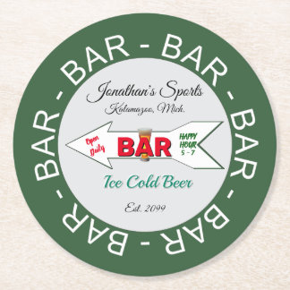 Fun Home Sports Bar Paper Round Paper Coaster