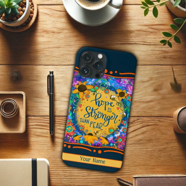 Fun, Hope Stronger Than Fear Quote Personalized Case-Mate iPhone Case (Creator Uploaded)