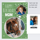 Fun Horse Mom Birthday Thought Bubble Custom Photo Card<br><div class="desc">Surprise Mom with this custom 'thought bubble' birthday card from her horse! The front shows a horse having happy thoughts about it's Mom, and inside there's a photo showing them both together. The message inside reads "I think you're awesome" but this can be personalized. This versatile card works well for...</div>