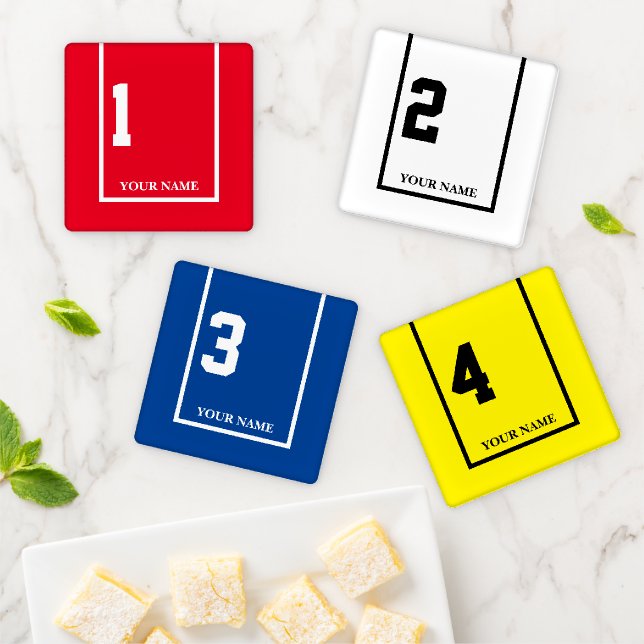 Fun Horse Racing Numbers 1-4 Personalized  Coaster Set (In Situ)
