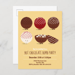 Fun Hot Chocolate Bomb Party Invitation Postcard
