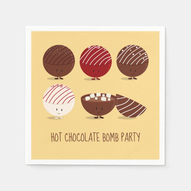 Fun Hot Chocolate Bomb Party Napkins (Front)