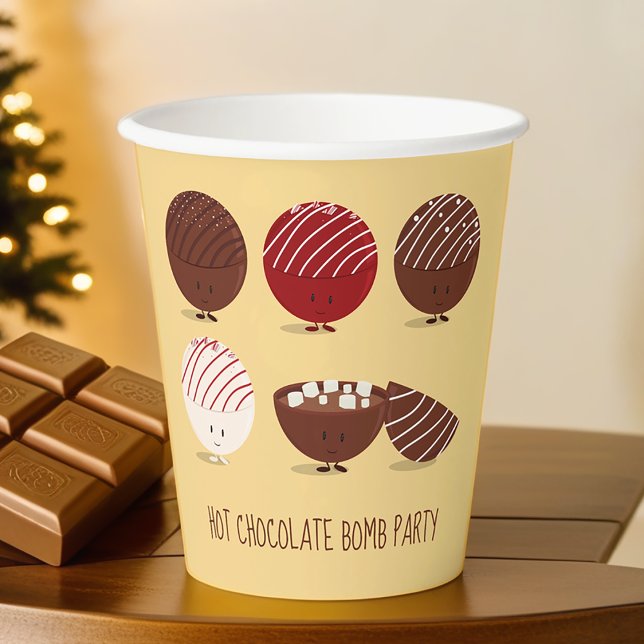 Fun Hot Chocolate Bomb Party Paper Cups (Get these paper cups for your party and enjoy fun cups and easy clean up!)