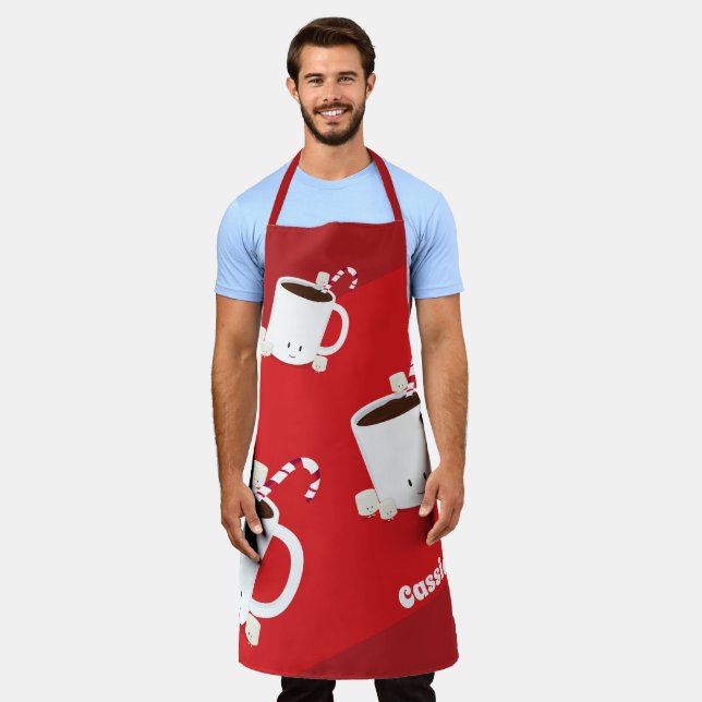 Fun Hot Chocolate Name Christmas Apron (Worn)