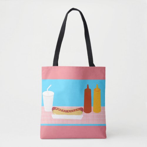 Fun Hot Dog Lunch Illustration Design Art Tote Bag