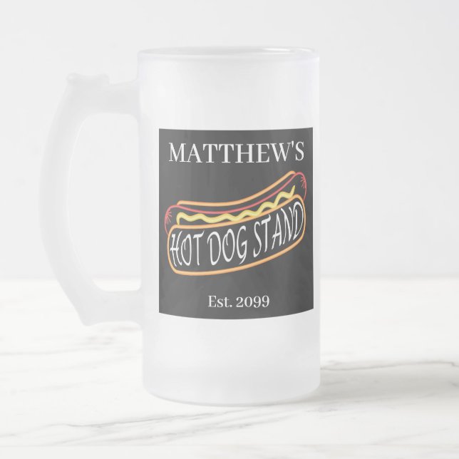 Fun Hot Dog Stand Drinkware Soda Tumblers Glasses Frosted Glass Beer Mug (Left)