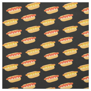 Fun Hot Dogs Polka Dots Fabric