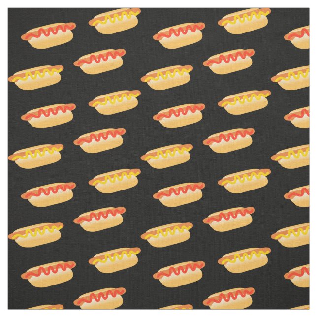 Fun Hot Dogs Polka Dots Fabric (Swatch)
