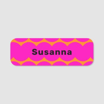 Fun Hot Pink Bright Orange Squiggle Magnetic Name Tag by TabbyGun at Zazzle