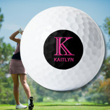 Fun Hot Pink Feminine 3-Layered Monogram Name