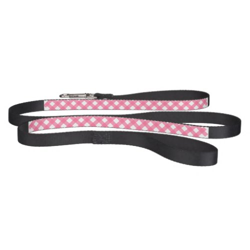 Fun Hot Pink Gingham Pattern Dog Leash