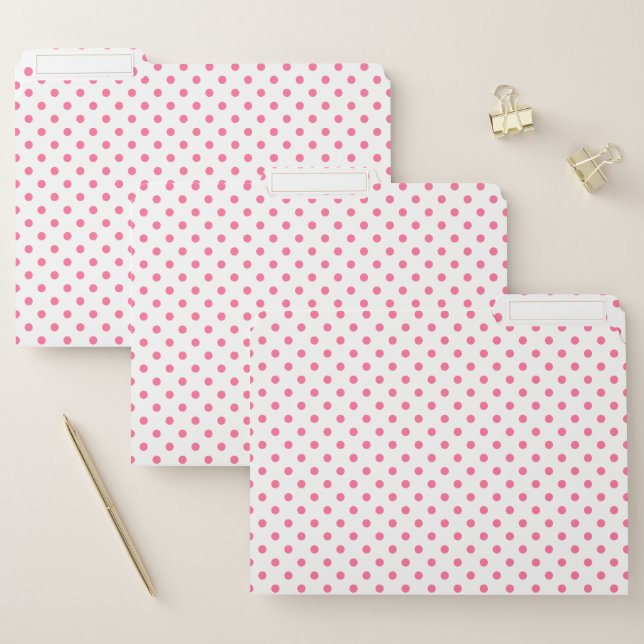 Fun, Hot Pink Polkadots Print File Folder (Set)
