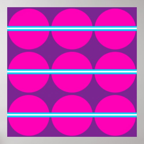 Fun Hot Pink Purple Polka Dots Teal Stripes Design Poster