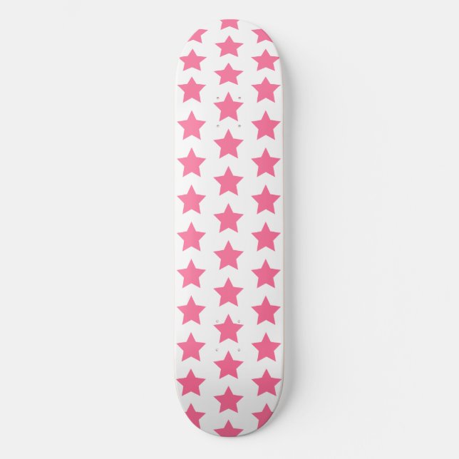 Fun Hot Pink Stars Pattern - Girls' Skateboard Deck (Front)