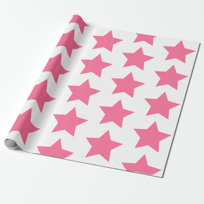 Fun Hot Pink Stars Pattern Wrapping Paper