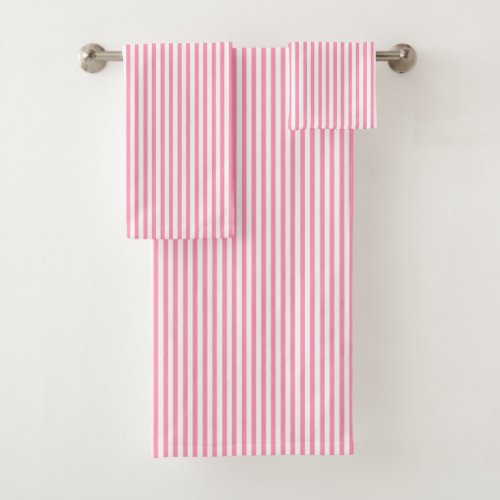 Fun Hot Pink Stripes Bath Towel Set
