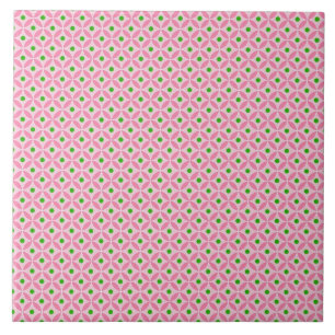 Fun Hot Pink Teal and Soft Pink Diamond Pattern Ceramic Tile