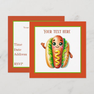 Fun hotdog lovers party invitation