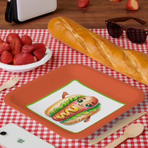 Fun hotdog lovers party paper plates