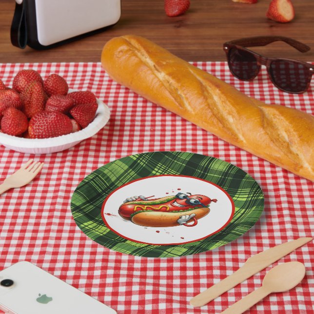 Fun hotdog lovers party  paper plates (Picnic)