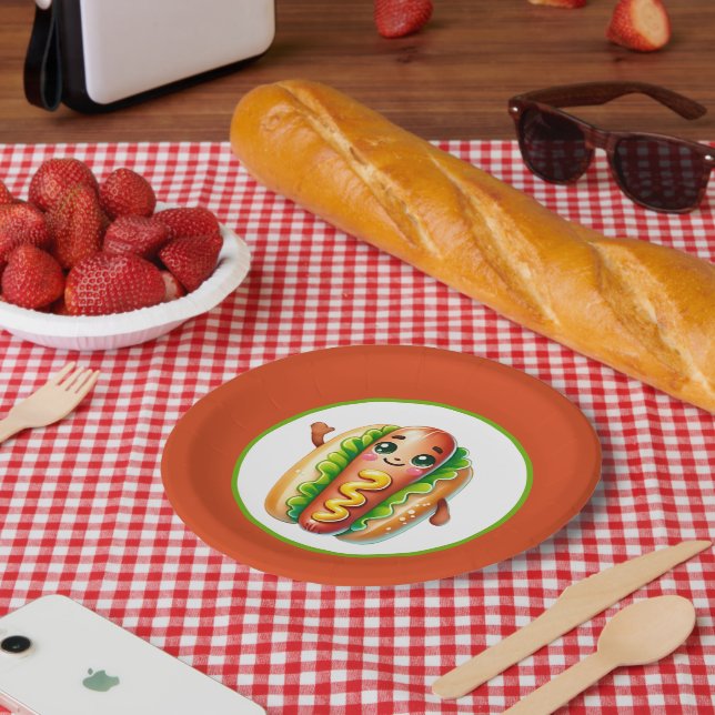 Fun hotdog lovers party paper plates (Picnic)