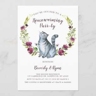 Fun Housewarming Purrty Party Cat Theme Invitation