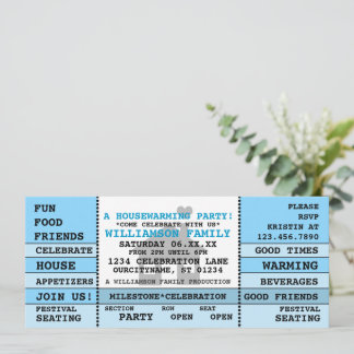 Fun Housewarming Ticket Style Invitation