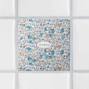 Fun humor blue mum ceramic tile