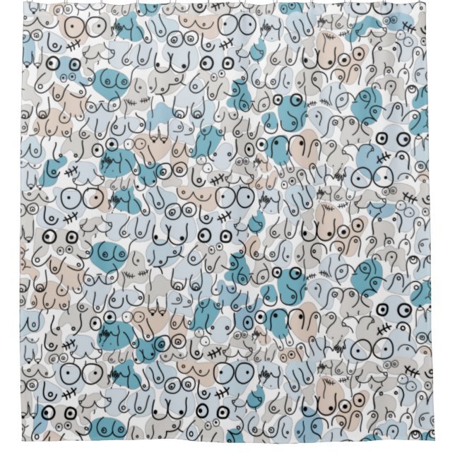 Fun humor blue mum shower curtain (Front)