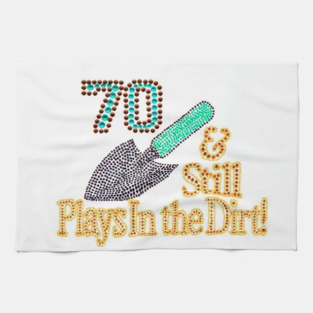 Fun Humor Gardening 70th Birthday Gift for HER HIM Towel (Horizontal)