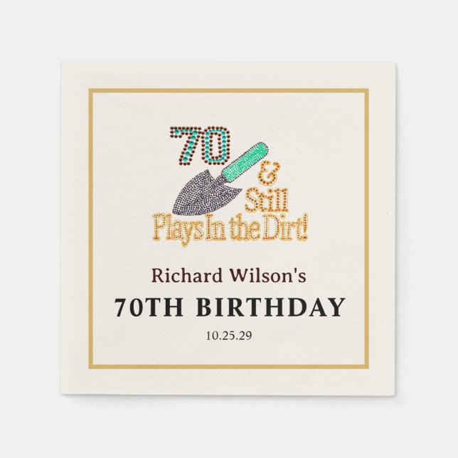 Fun Humor Gardening 70th Birthday Party Gift Paper Napkins (Front)