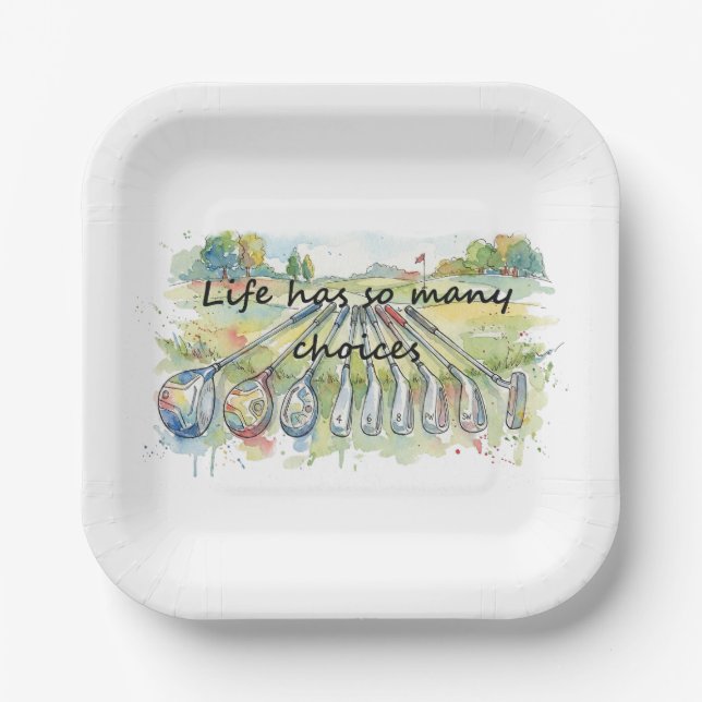 Fun Humor Golf Golfing Quote Life Choices Paper Plates (Front)