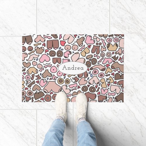 Fun humor neutral breast pattern doormat