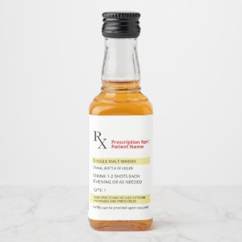 Fun Humor Novelty Rx PrescriptionLabel Liquor Bottle Label | Zazzle
