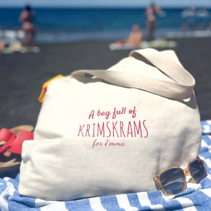 Fun humor pink quote 'full of Krimskrams' Large Tote Bag