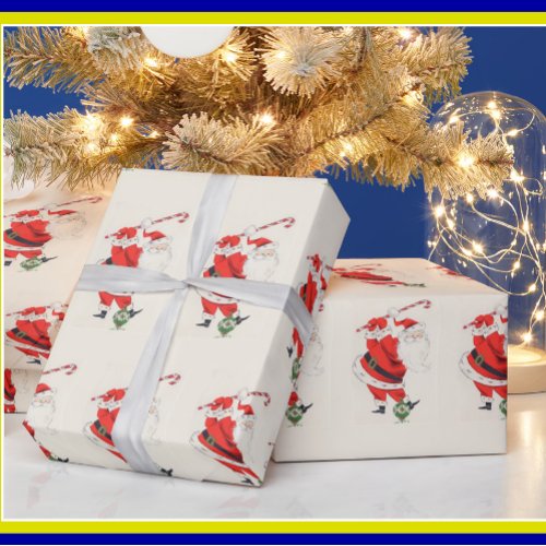 Fun Humor Retro Santa Plays Golf  Wrapping Paper